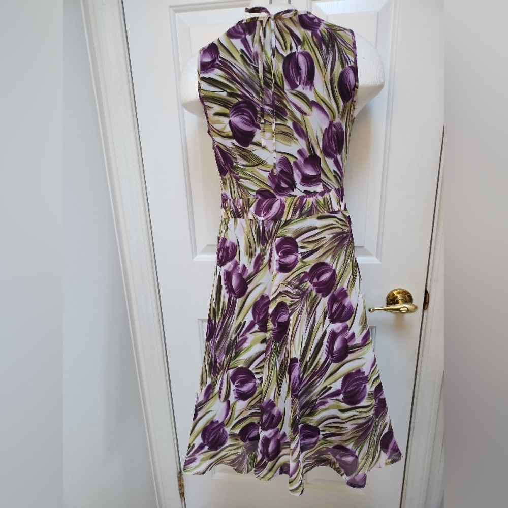 Ann Taylor Floral Purple and Green Dress - Picture 2 of 7
